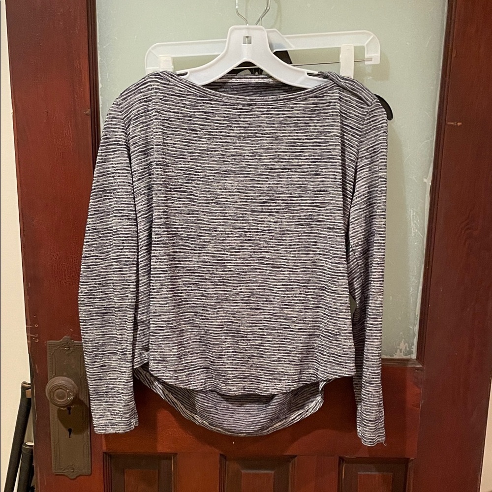Athleta Gray, Black and White Striped Shirt
